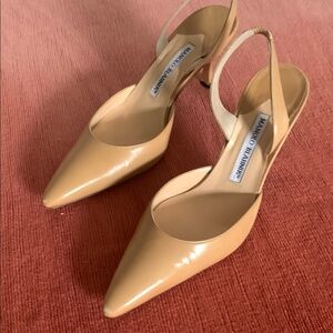 Manolo Blahnik Tan Slingback Heels